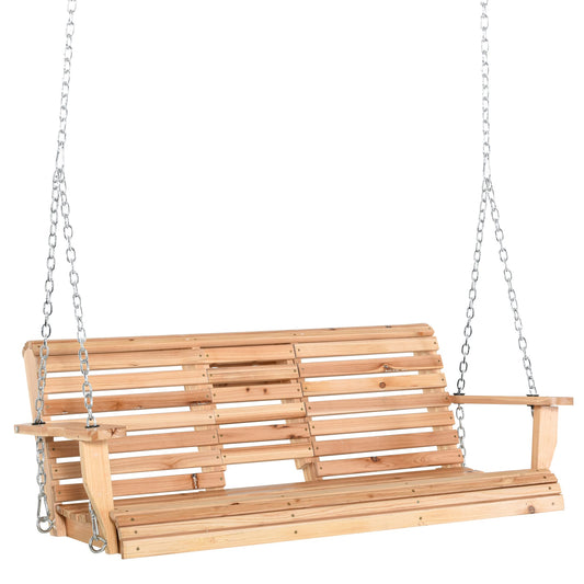 Forclover Swing 3 -person Wood Wood Outdoor Swing