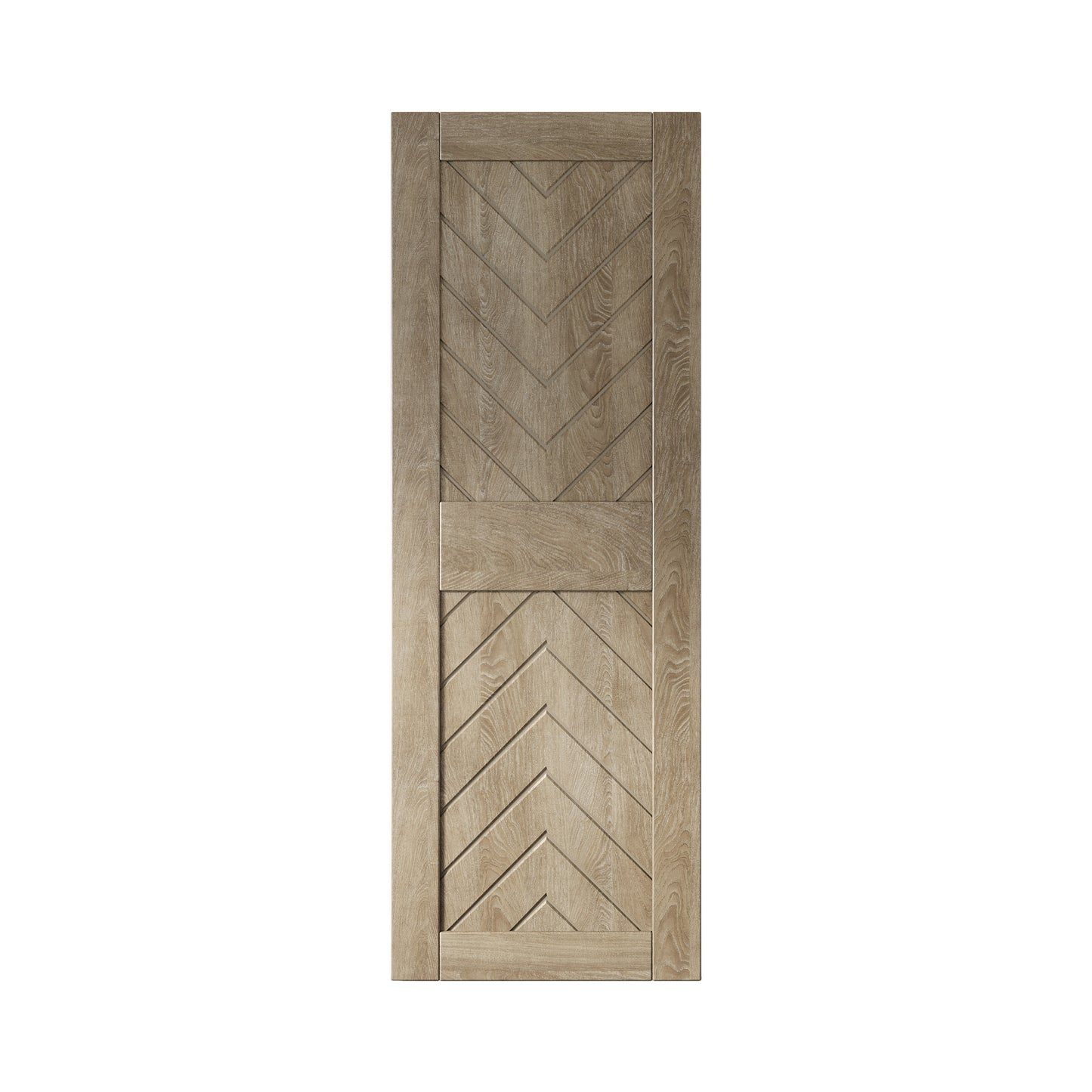 HOMACER 26-in x 84-in Classic Gray Herringbone Pine Wood Solid core Single Barn Door (Hardware Not Included)