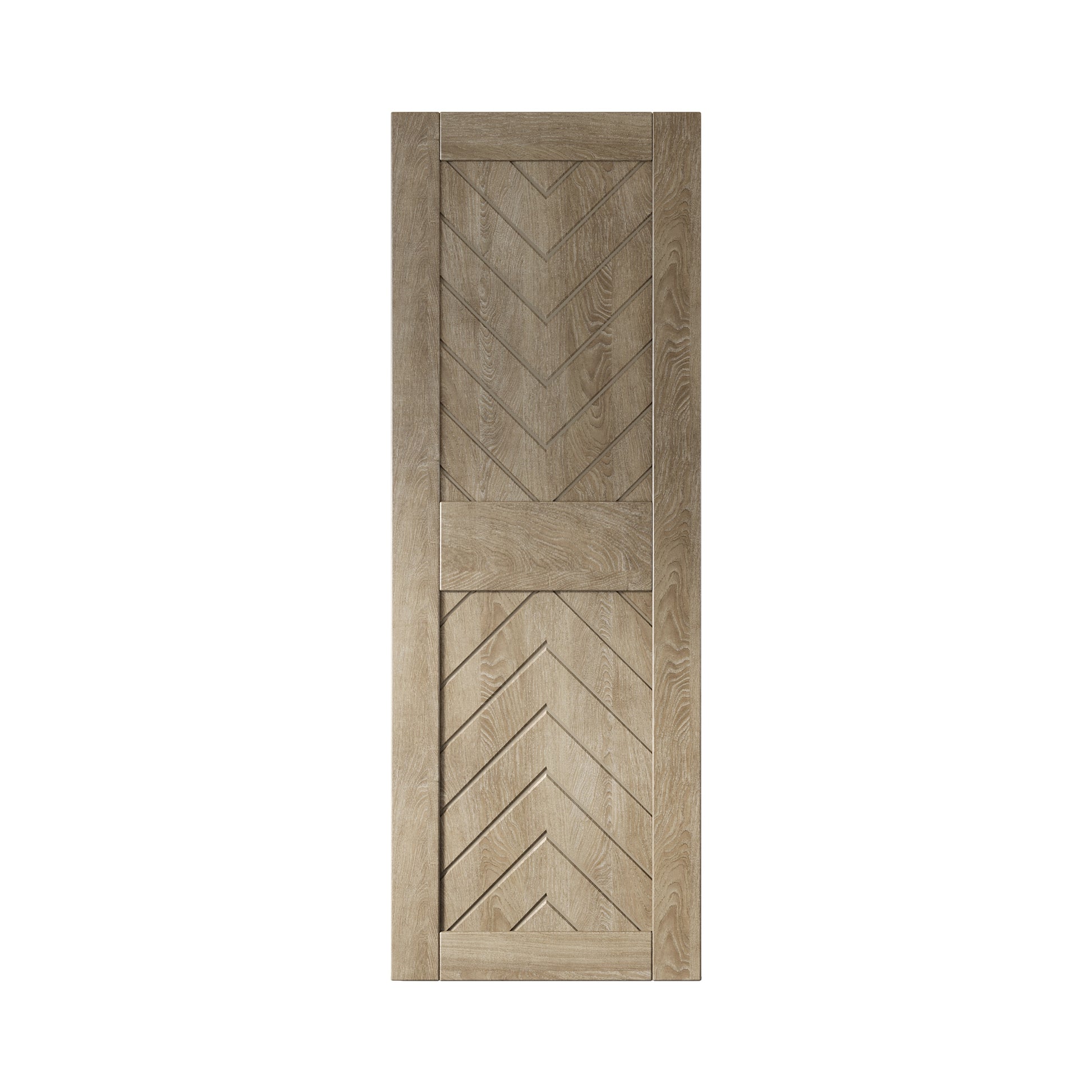 HOMACER 26-in x 84-in Classic Gray Herringbone Pine Wood Solid core Single Barn Door (Hardware Not Included)