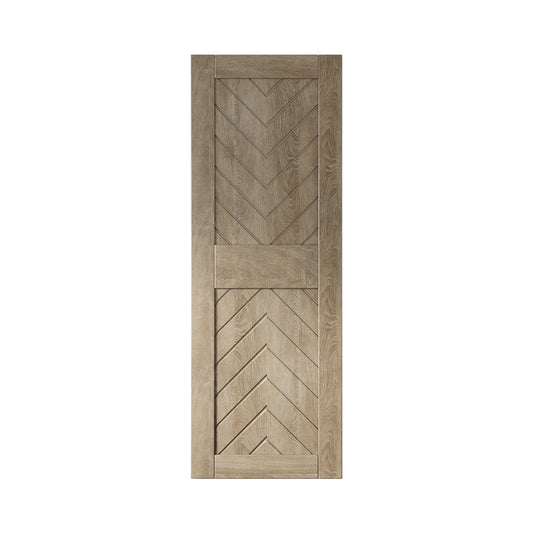 HOMACER 26-in x 84-in Classic Gray Herringbone Pine Wood Solid core Single Barn Door (Hardware Not Included)