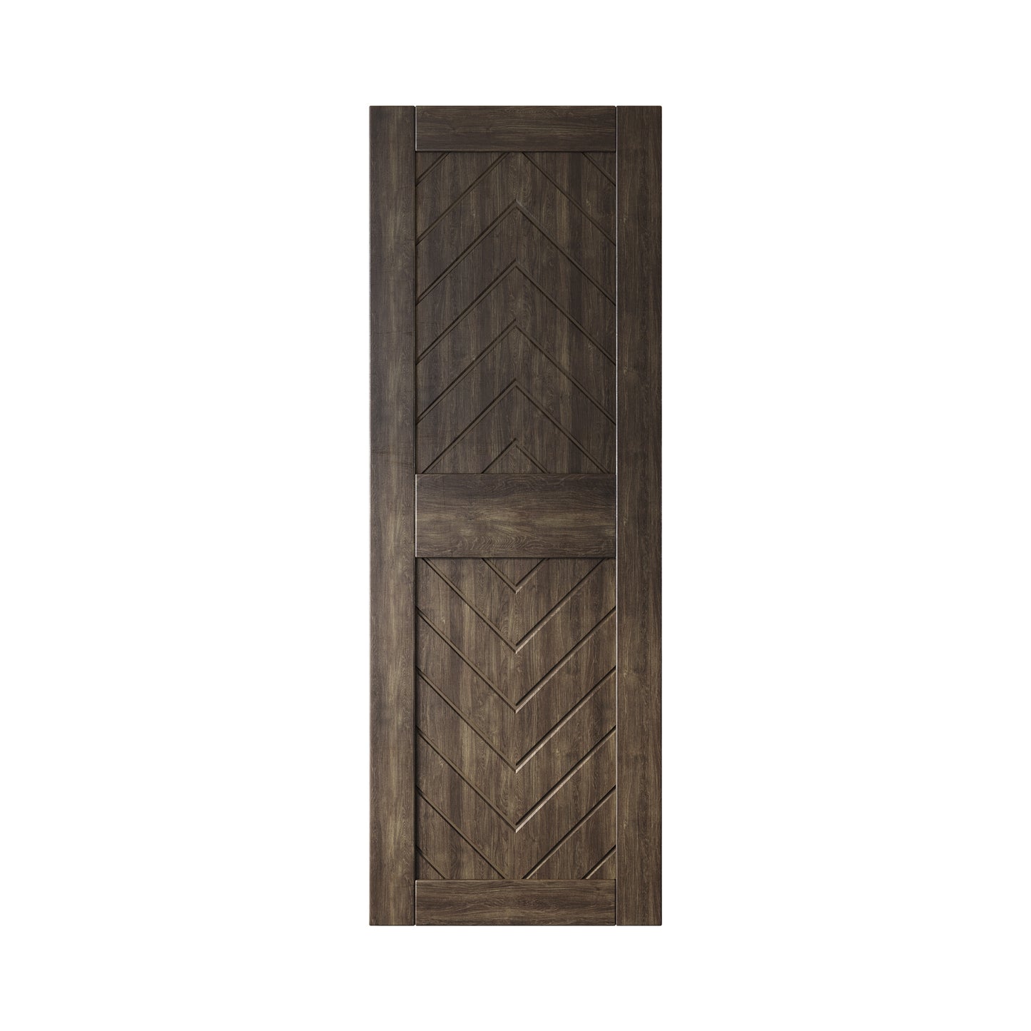 HOMACER 26-in x 84-in Ebony Herringbone Pine Wood Solid core Single Barn Door (Hardware Not Included)
