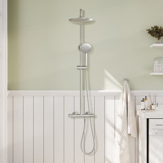 CASAINC Brush Nickle 9.5-in ShowerÂ FaucetÂ Bar System with 2-way Diverter ( Thermostatic Valve Included )