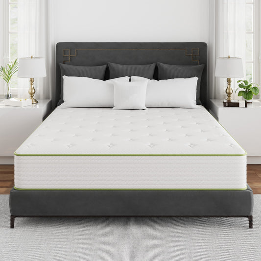 Ifluous 12-in Medium Queen Hybrid Memory Foam/Coil Blend Mattress in a Box with Boxspring Included
