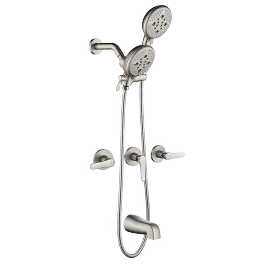 Clihome Brushed Nickel 4.72-in Dual Head Built-In ShowerÂ FaucetÂ System with 3-way Diverter ( Cartridge Valve Included )