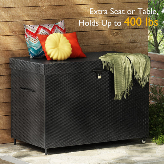 BABOOM All-Weather Outdoor Storage Box 51.2-in L x 31.7-in 230-Gallon Black Plastic Deck Box