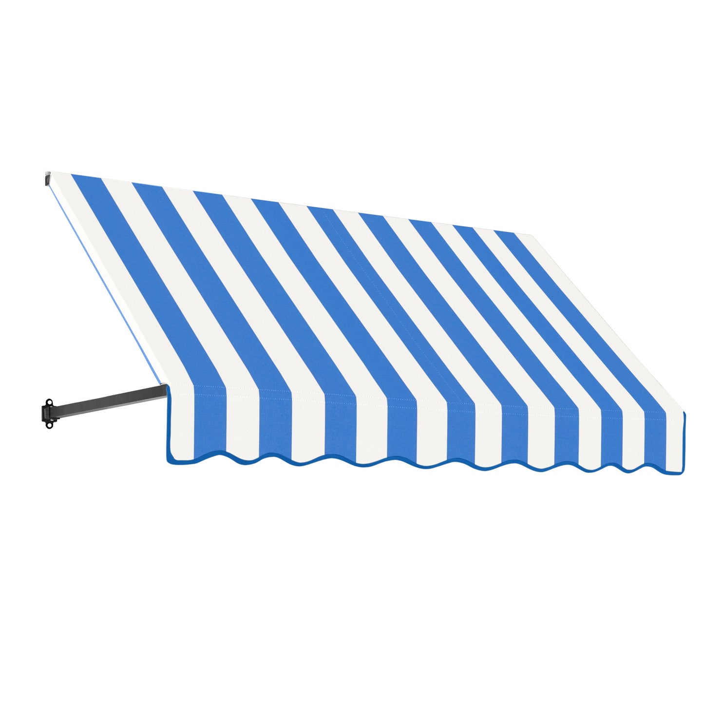 Awntech Dallas Retro 76.5-in Wide x 36-in Projection x 18-in Height Fabric Bright Blue/White Stripe Striped Fixed Window/Door Awning