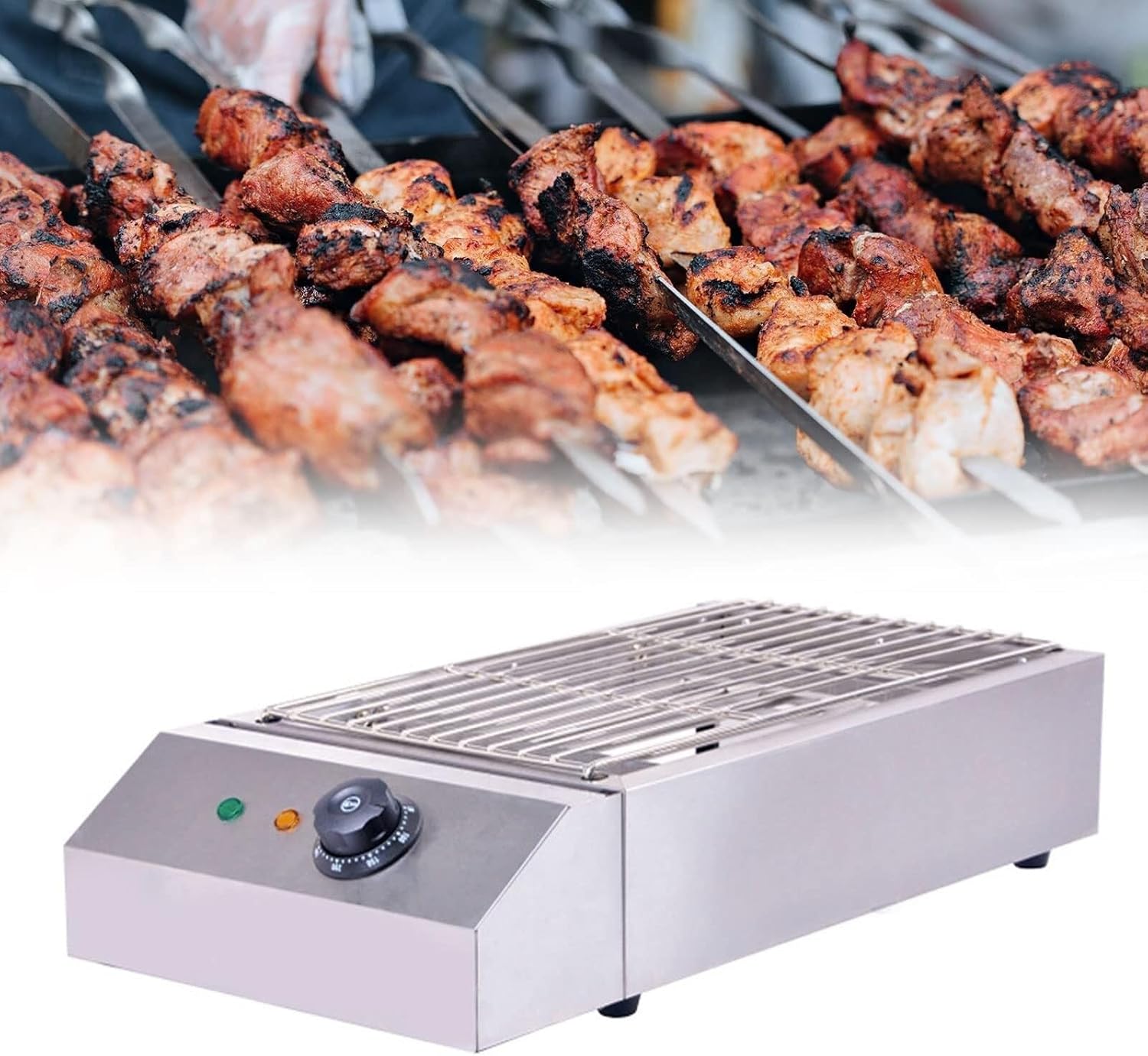 Electric Table Top Griddle， Electric Smokeless Portable BBQ Barbecue Grill Indoor Cooking Grill with Temperature Control Kebab Grill(Jpx D280)