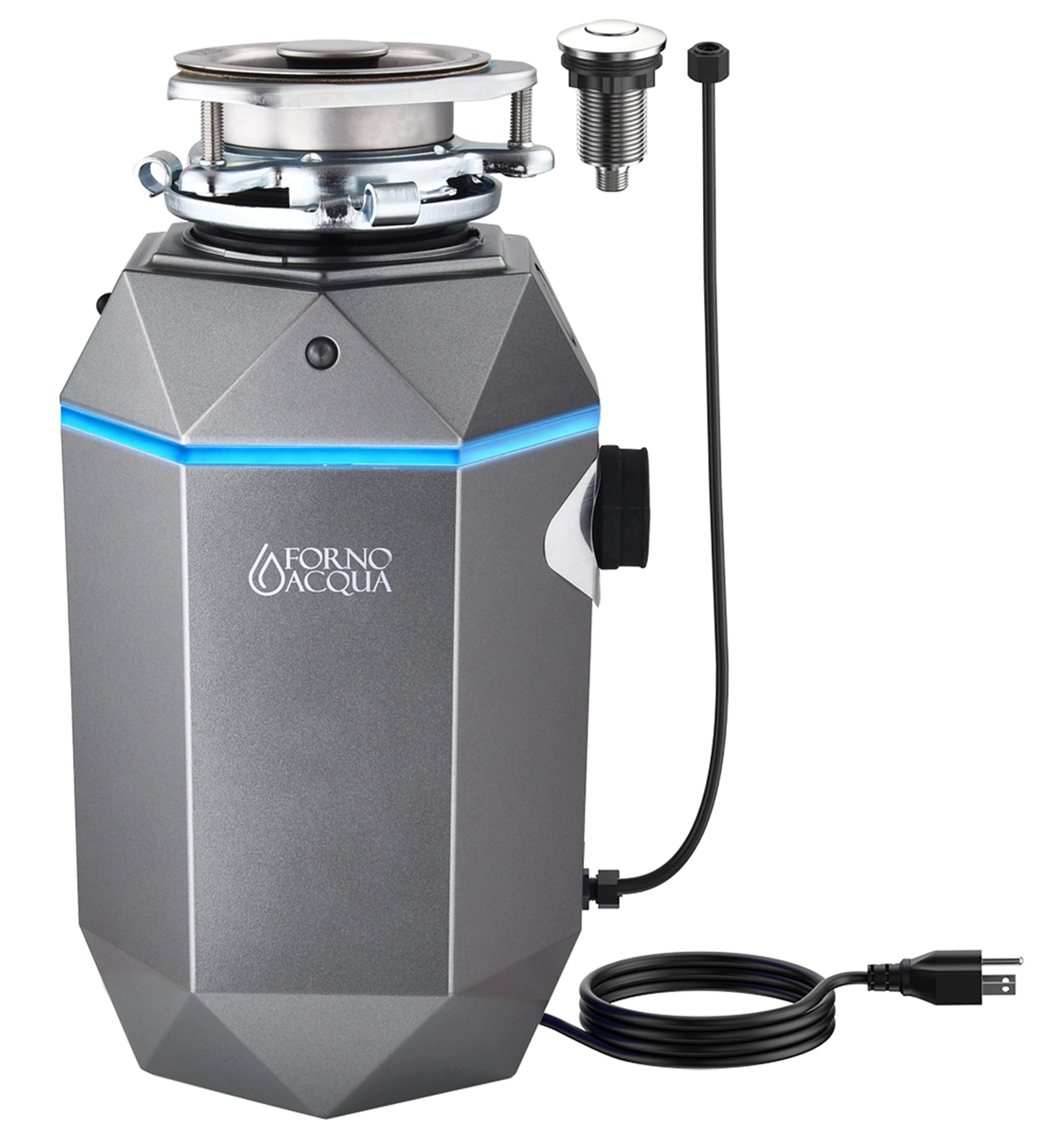 FORNO ACQUA BrightDIAMOND LED Surround Light and Air Switch Continuous feed 3/4-HP Septic Safe Corded Garbage Disposal with Noise Insulation