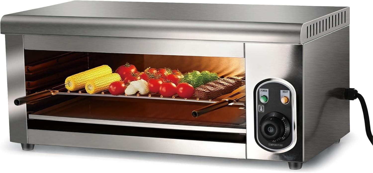 2000W Salamander Broiler, Electric Raclette Grill Cheese Melter, WQV Commercial Wall Mount or Countertop Stainless Steel Toaster Oven 50℃-300℃ for Cheese Steak Meat