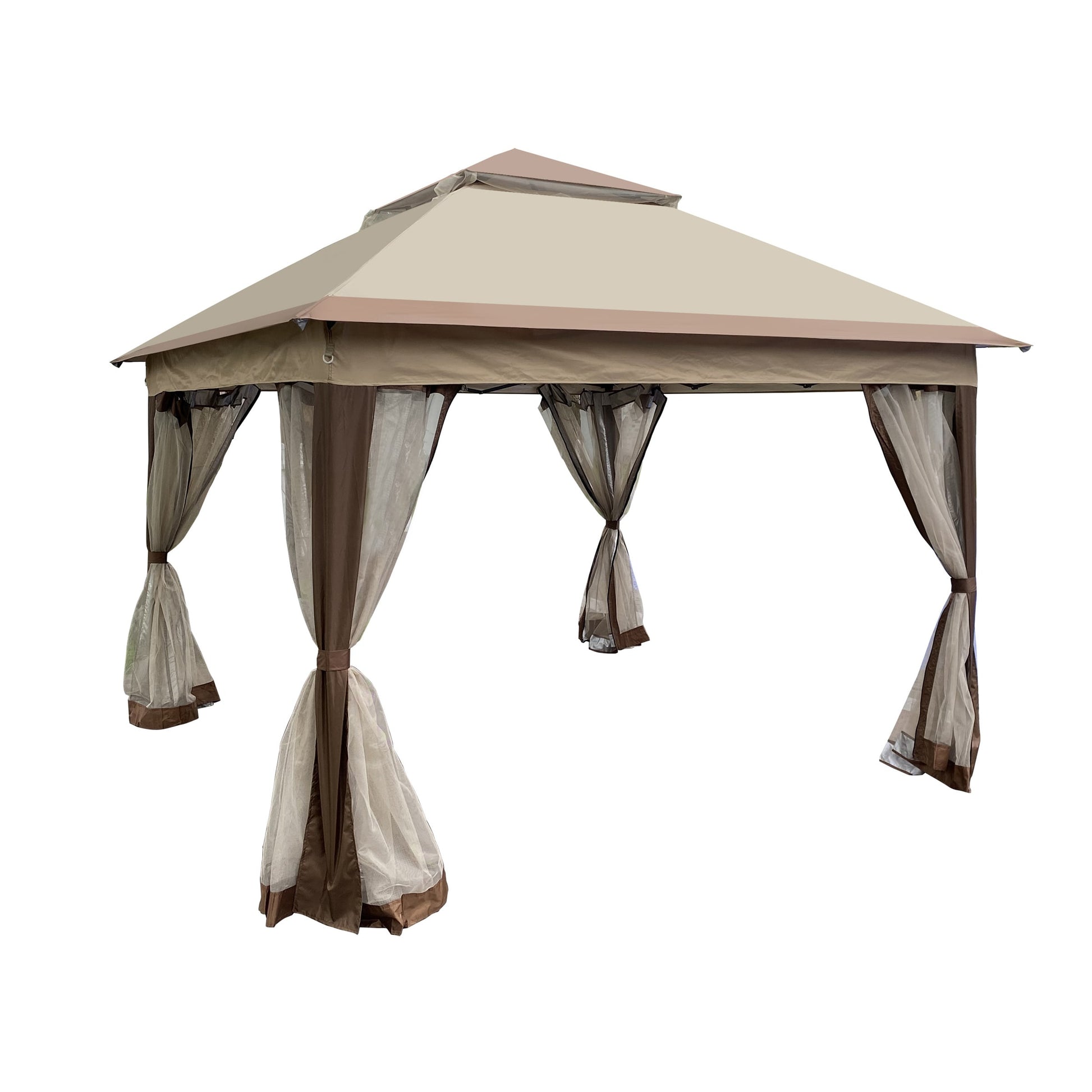 CESICIA 11-ft x 11-ft Gazebos Coffee Gazebo with Soft Top Roof (Screen Included)