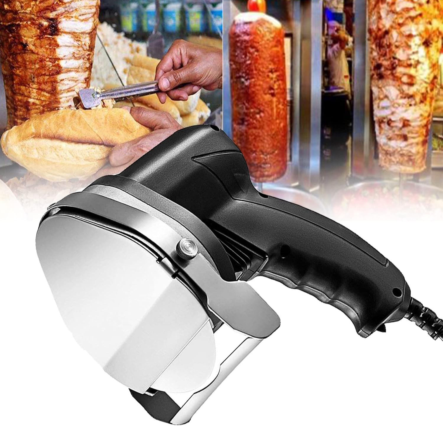 Solid Electric Kebab Slicer Kebab Cutter and Gyros Cutter Kitchen Knife with 2 Blades Food Processors,Red