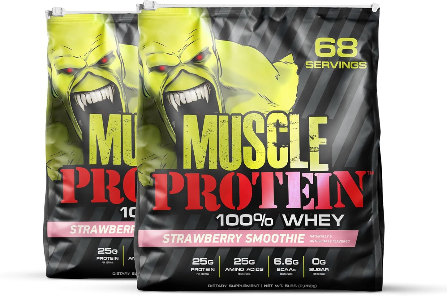 Muscle Protein Whey Powder [5 lbs/Pack of 1]– Cold Filtered, 25g Pure Protein, 6.6g BCAAs (Packaging May Vary) (11 Pound (Pack of 1), Strawberry)