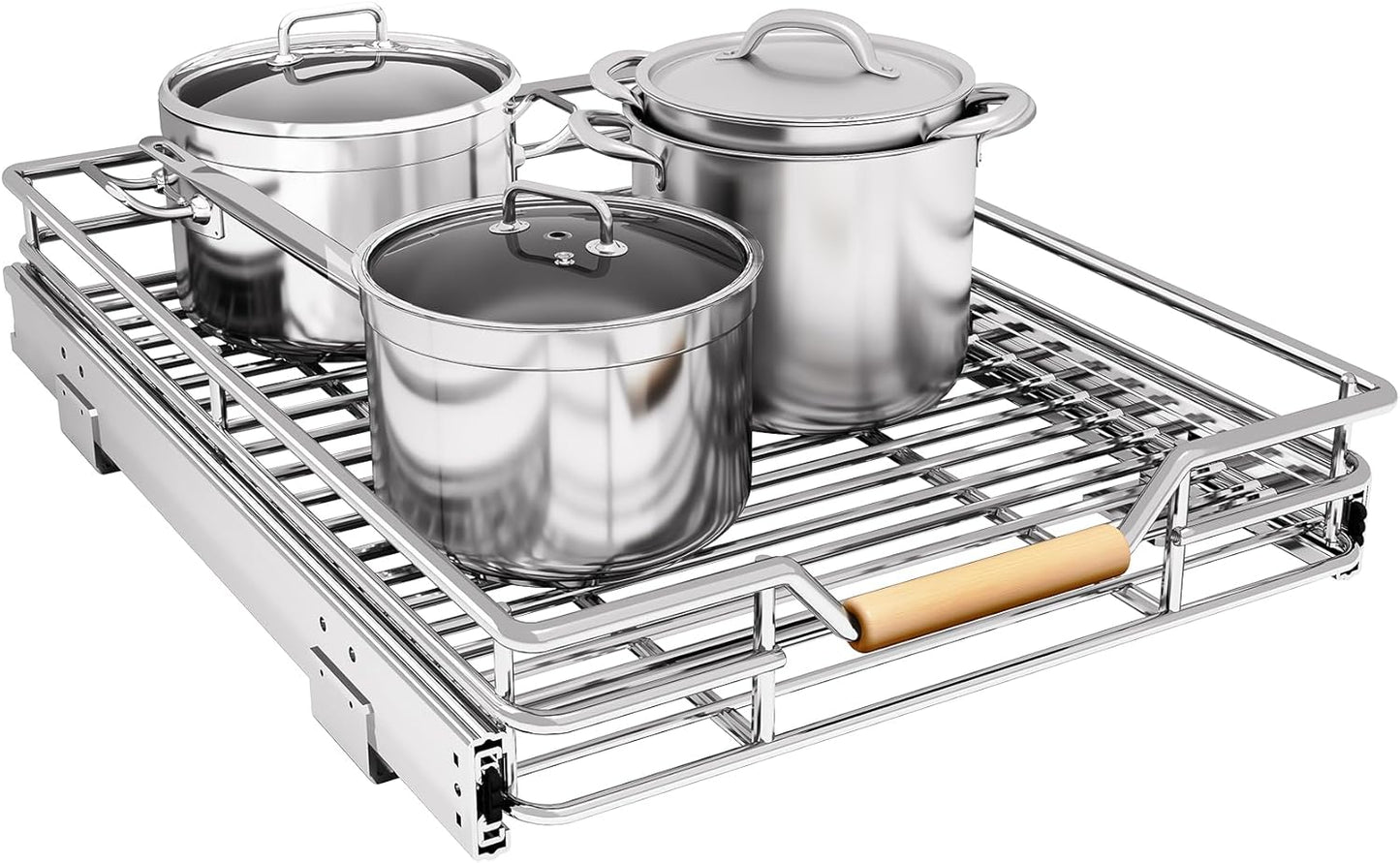 Pull out Cabinet Organizer,Heavy Duty Smooth Sliding Under Cabinet Shelves for Pots and Pans,Roll out Drawers with Thickened Chrome Plating,Slide out Drawers for Home Kitchen Pantry(15"W X 21"D)