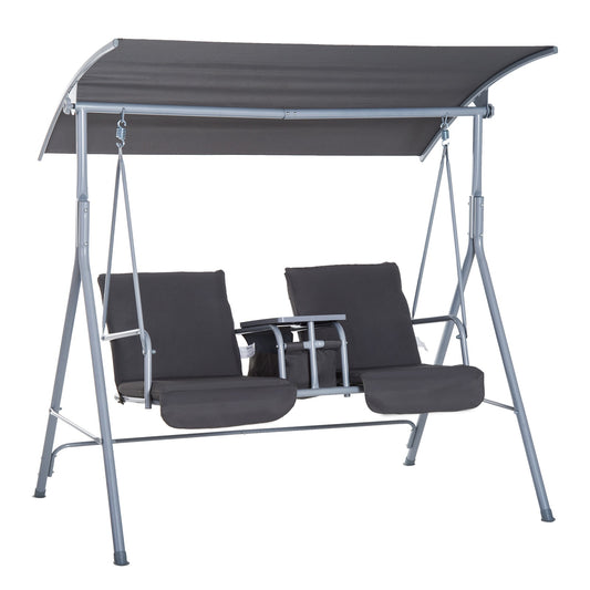 Siavonce 2 -person Black Steel Outdoor Swing