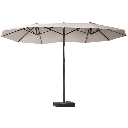 Siavonce 15-ft Steel Brown Crank Market Patio Umbrella with Base