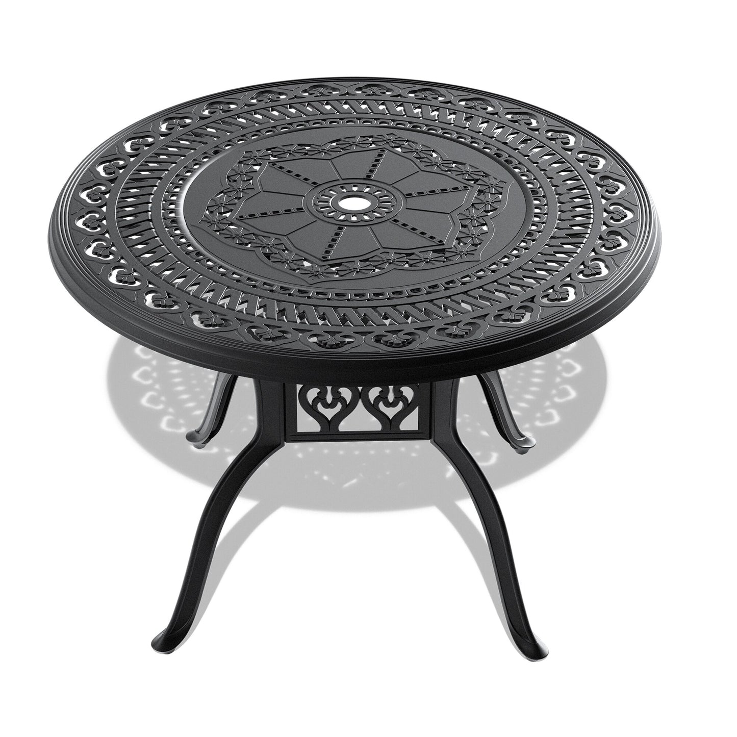 Siavonce Round Outdoor Balcony Table 39.37-in W x 39.37-in L with Umbrella Hole