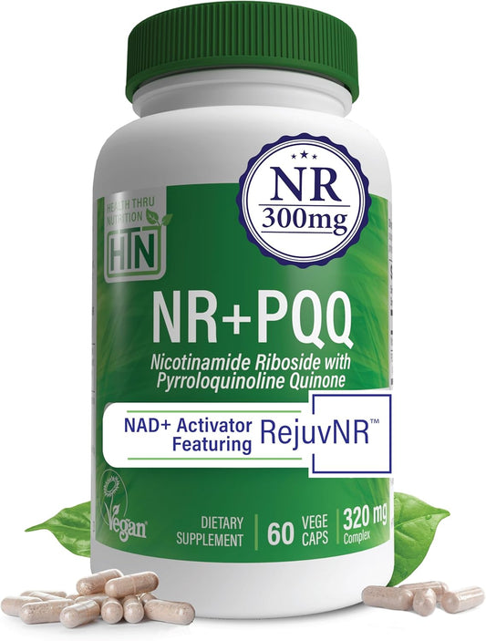 Health Thru Nutrition NAD+ Activator | NR with PQQ | 300mg Nicotinamide Riboside + 20mg PQQ | Mitochondria Maximizer | Non-GMO | Pack of 60