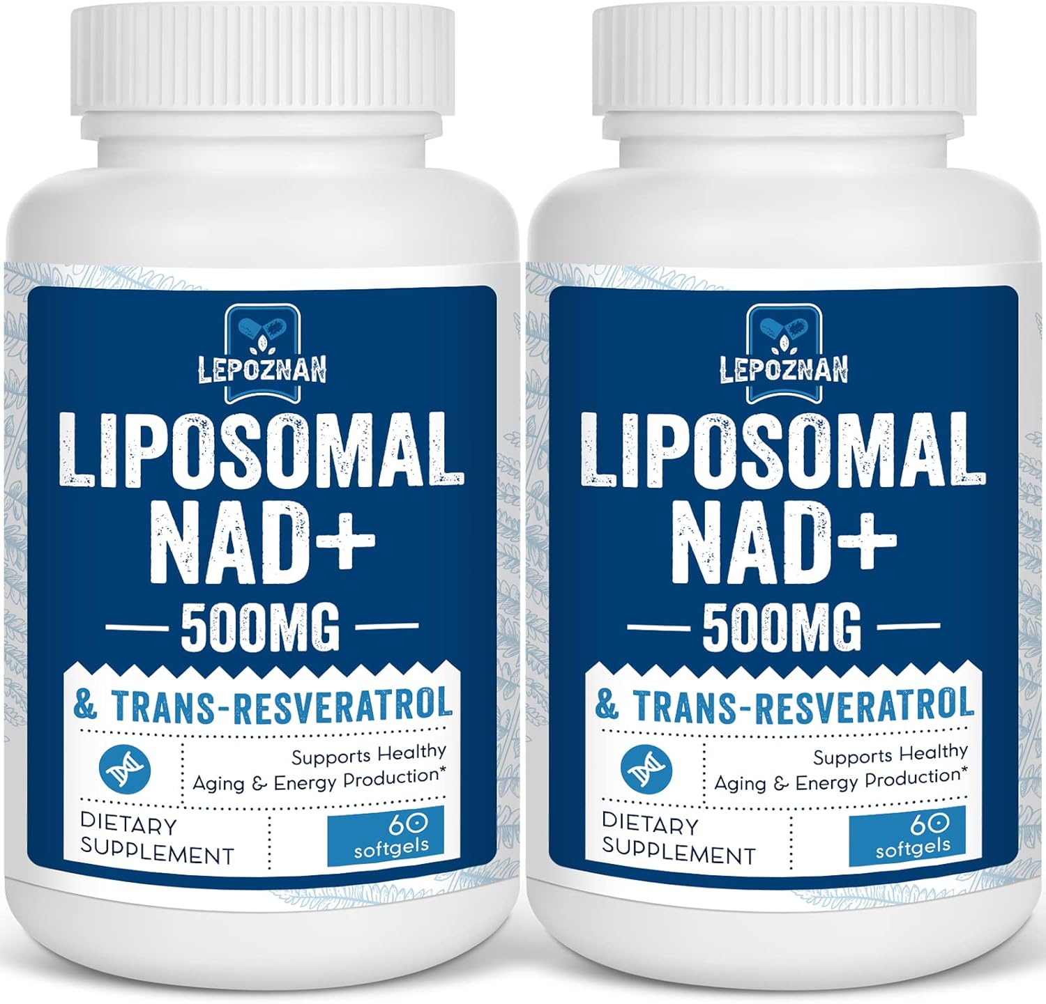Liposomal NAD+ 500 mg + Trans-Resveratrol 300 mg,Superior Absorption,True NAD Supplement Efficient Than NMN,Nicotinamide Riboside for Cellular Energy Metabolism & DNA Repair,Healthy Aging,120 Softgels