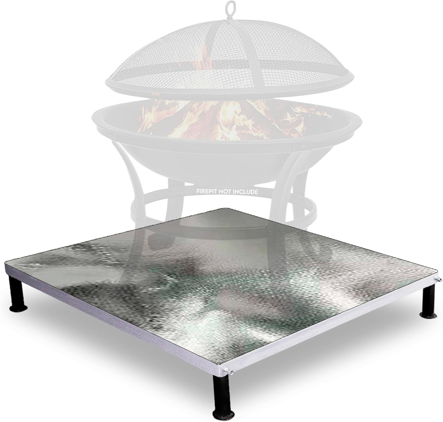 FEBTECH Deck Defender and Grass Guard Fire Pit Heat Shield - 26"x26" Pre-Insulated Steel Heat Shield with Fiberglass Mat for Outdoor Fire Pits-Perfect Protection for Grass,Patio & Wooden Deck Surface