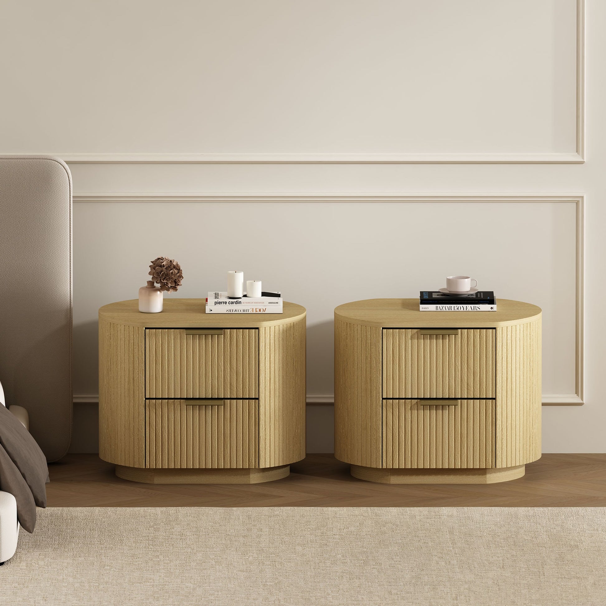 Manhattan Comfort Natural and Gold 4 -Drawer 26.5-in W x 21.1-in H Modern Nightstand