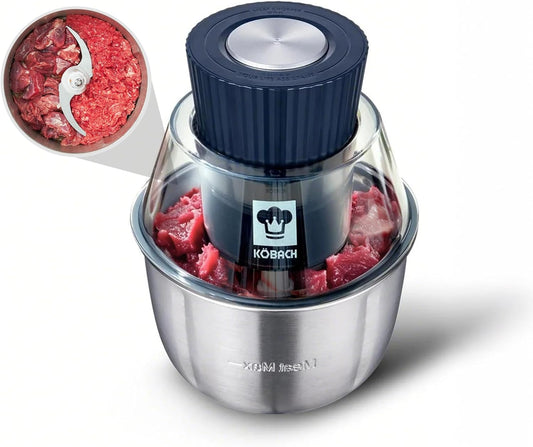 KOBACH Electric Food Processor & Meat Grinder \u2013 1.9 Qt Food Chopper with Pure Copper Motor, Dual-Layer Blades, Procesador de Alimentos Electrico