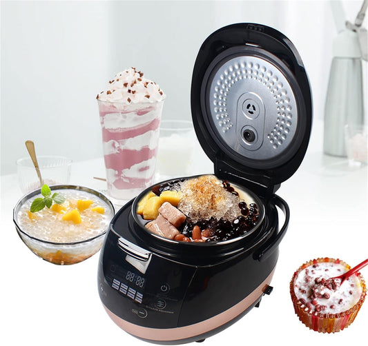 110V Pearl Maker, Black Commercial Fully Automatic Pearl Pot, Aluminium Alloy + ABS Plastics Pearl Tapioca Cooker Pearl Maker 5L for Boba Tea, Bubble Tea and Milk Tea Touchscreen
