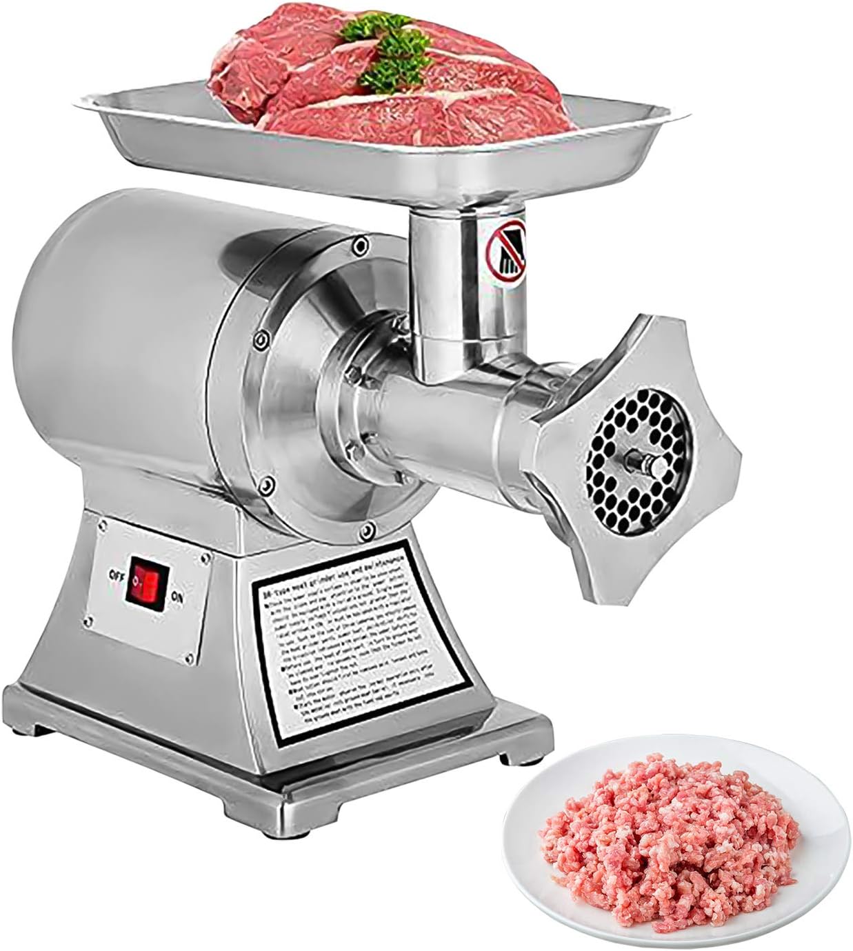 ALDKitchen Meat Grinder Commercial | Electric Sausage Stuffing Maker | Stainless Steel Meat Chopper | 110V (150 kg (330 lbs) p/h)