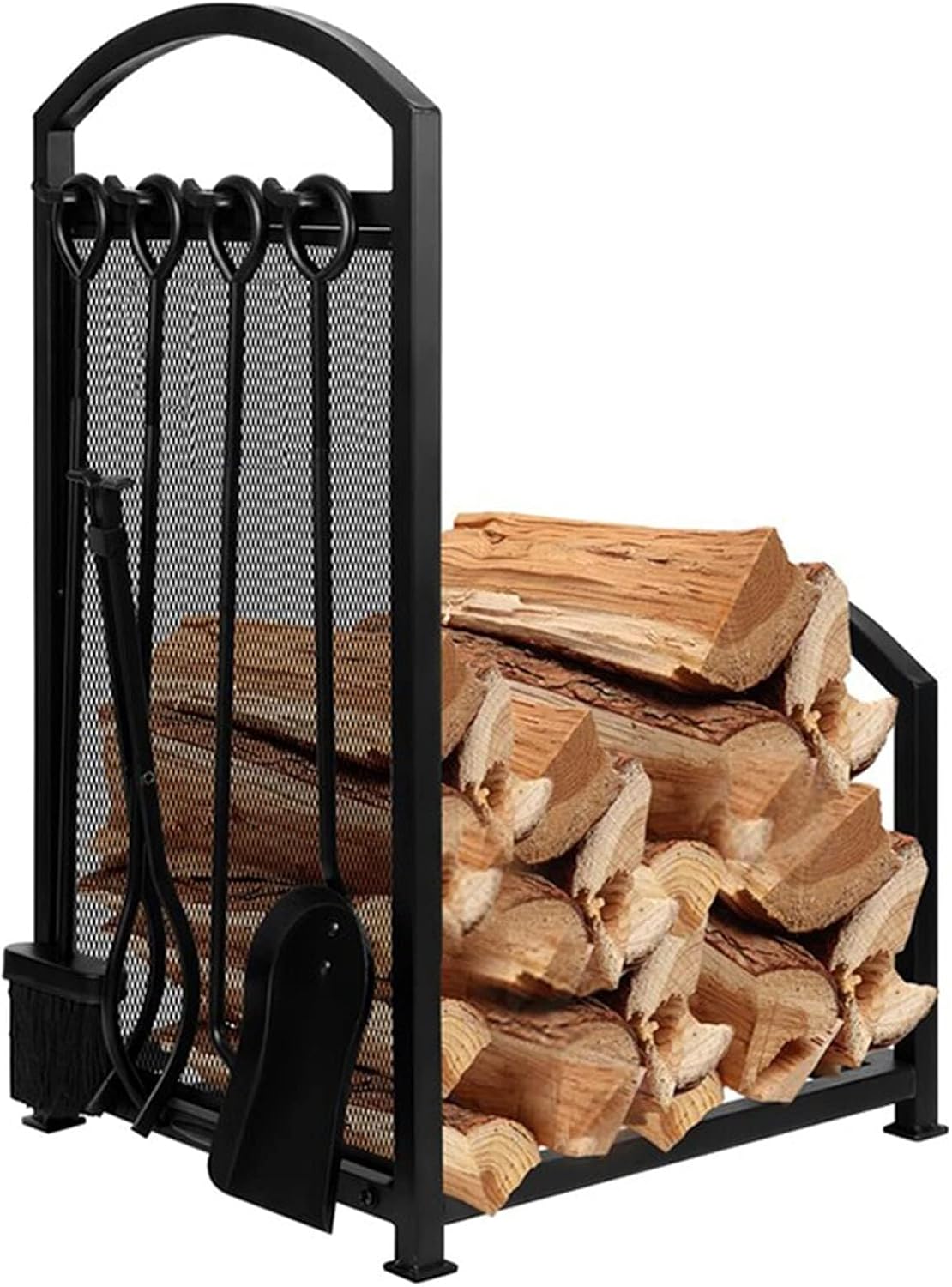 Heavy Duty Firewood Rack for Indoor and Outdoor Use Retro Metal Firewood Holder for Fireplace Storage Sturdy Wood Rack for Firewood Storage.