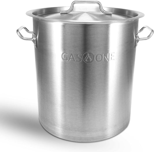 GasOne Stainless Steel Stockpot \u2013 20qt Stock Pot with Lid and Capsule Bottom \u2013 Heavy-Duty Cooking Pot for Beer Brewing, Soup, Seafood Boil \u2013 Satin Finish Stainless Steel Soup Pot