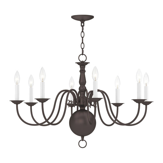 Livex Lighting Williamsburgh 8 - Light -Traditional Bronze /  Bronze / Dark Brown Steel Chandelier