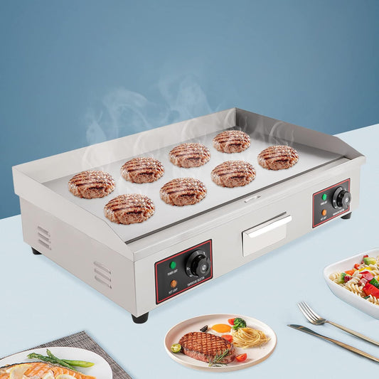 Commercial Electric Griddle 3000W 110V Stainless Steel Electric Countertop Flat Top Griddle with Adjustable Temperature Control 122-572℉ Heavy Duty Electric Griddle Grill for Restaurant Kitchen