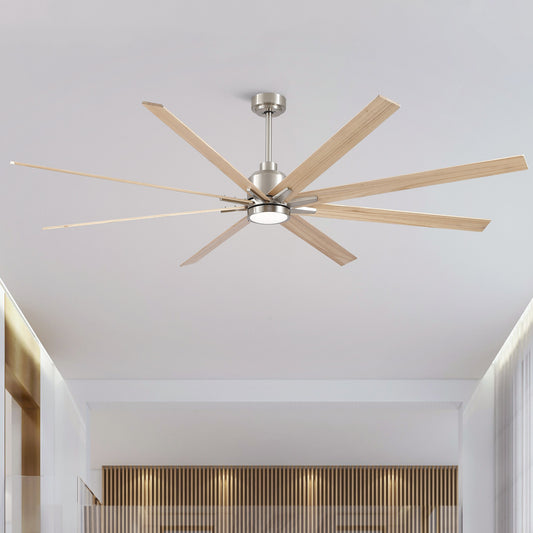 BABOOM Lowe Profile Ceiling Fan 84-in Color-Changing Integrated LED Brown with Plywood Blades Ceiling Fan With Light - Remote Included ( 8 -Blade )
