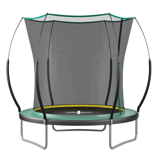 Fun Orange Springless Trampoline 8-ft Round Backyard in Green