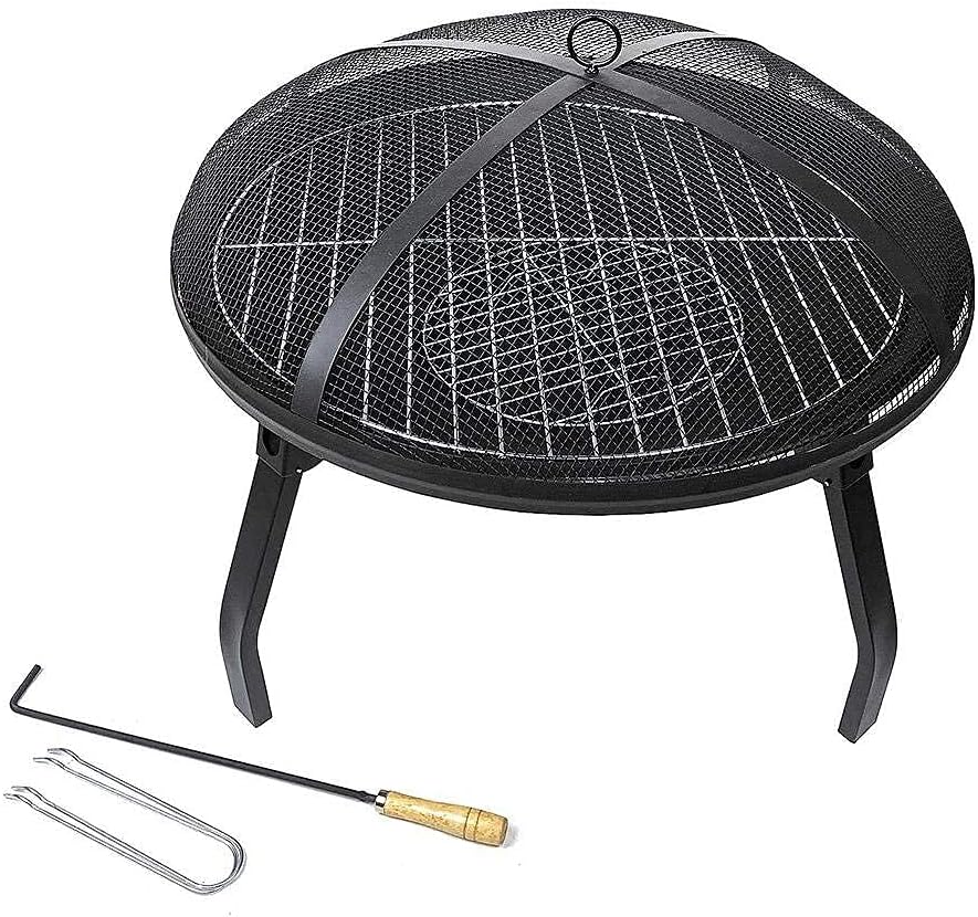 Metal Outdoor Garden Fire Pit with BBQ Grill Heater Outdoor Garden Black Barbeque Metal Brazier Patio Decor Firepit Stove