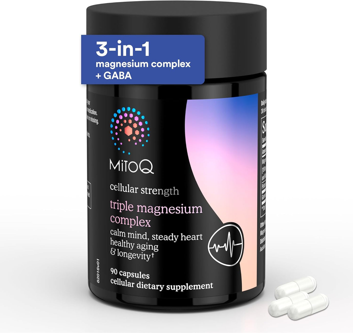 MitoQ Triple Magnesium Complex | Magnesium Glycinate, Taurinate, Oxide with GABA for Heart Health, Stress Management, & Deeper Sleep | High Absorption | 90 Capsules
