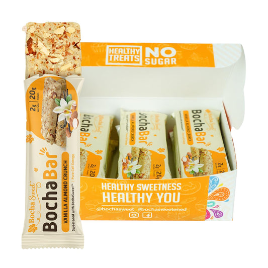 BochaSweet Keto Protein Bar, Vanilla Almond Crunch BochaBar, 20g Grass Fed Collagen, Low Carb, Keto-Friendly, Gluten Free, 12 Count