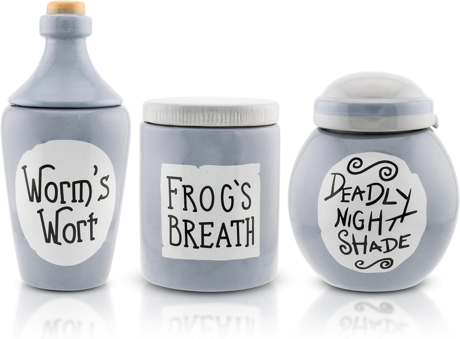 Silver Buffalo Disney The Nightmare Before Christmas Sally's Mini Storage Jars 3-Piece Set Replica | Sculpted Ceramic Kitchen Containers For Snacks