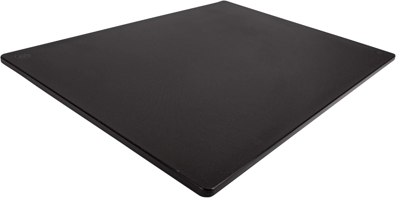 Thirteen Chefs Extra Large 24 x 18 Black Cutting Board - 1\/2" Thick HDPE Plastic for Restaurants and Professional Kitchens