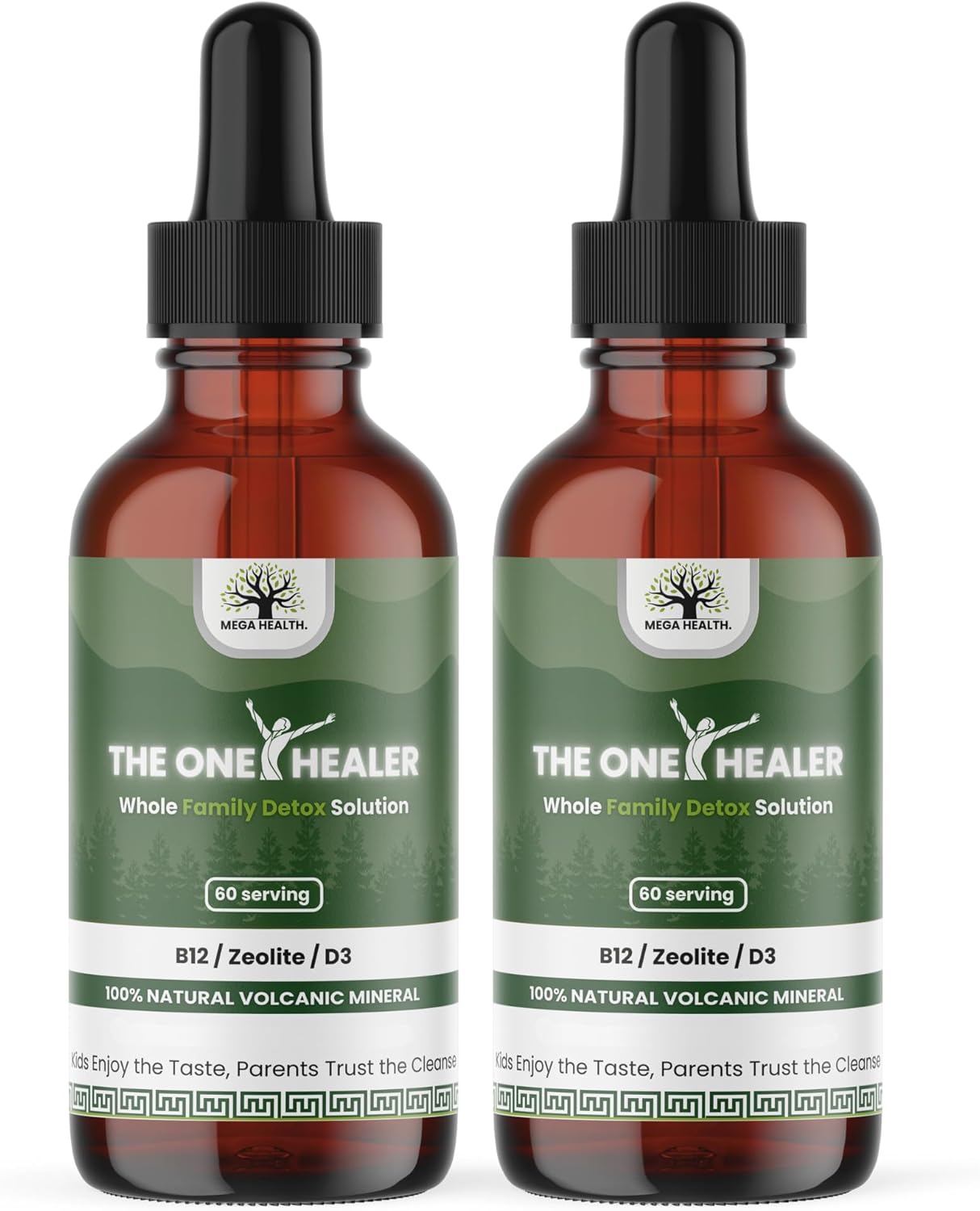 Zeolite Detox for Kids and Adults - The One Healer - Pure Zeolite Drops for Heavy Metal Detox, Full Body Detox Cleanse, Pack of Two Bottles