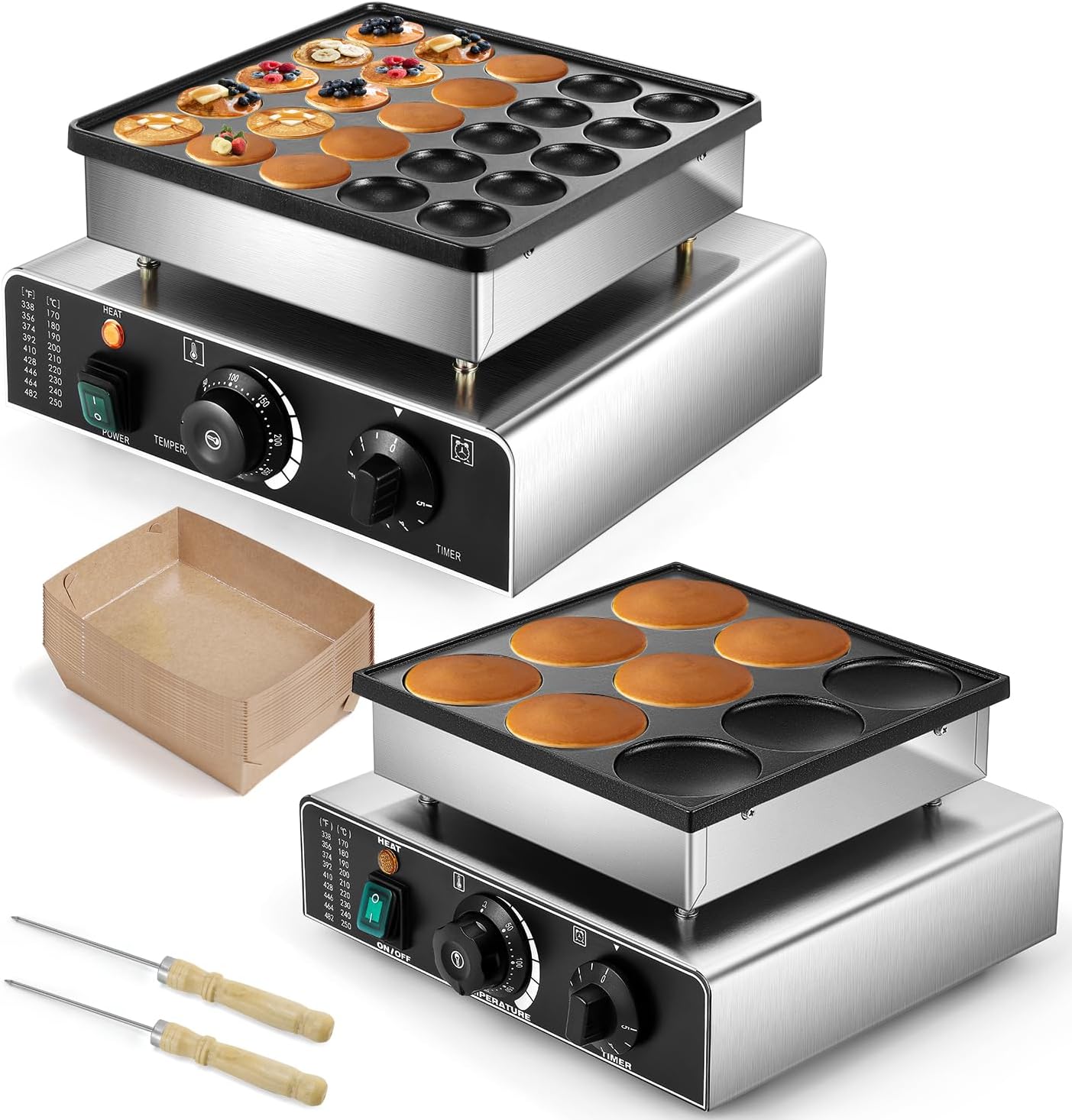 Moongiantgo Mini Dutch Pancake Maker 25PCS + Large Pancake Maker 9PCS