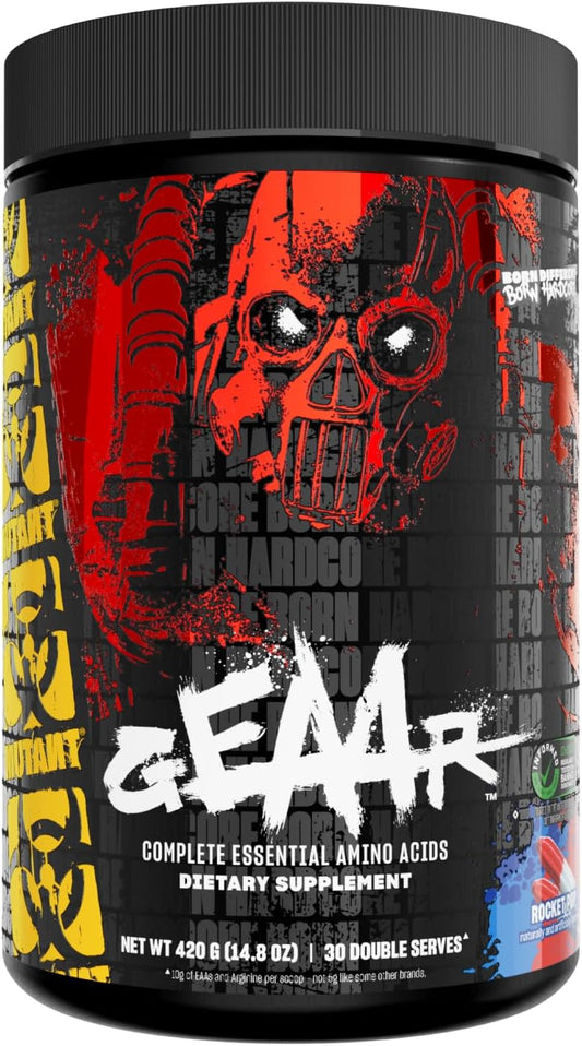 Mutant GEAAR - 9.4g of EAA Powder + Arginine, 7g BCAAs, 4g Leucine, Electrolytes, Coconut Water, No Artificial Colors or Flavors, Delicious Taste - 30 Servings - Rocket Pop - 400g