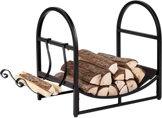 for Black Metal Fireplace Wood Log Kindling Storage, Freestanding Firewood Rack