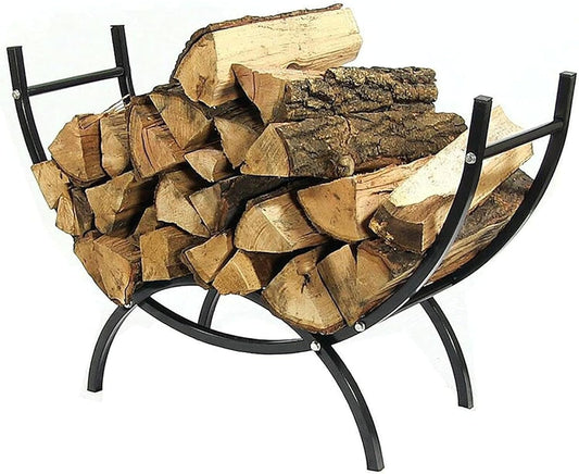Portable Arched Firewood Rack for Kindling Wood Storage with Oval Base, Heavy Duty Log Rack Fireplace Accessories