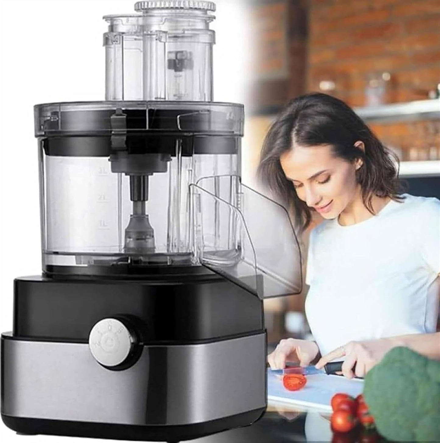 Food Processor, Electric Food Chopper, Electric Food Ground Meat/Diced/Shredded/Sliced, Fruit Veggie Slicer with 6/8/10/13/15mm Dicing Molds