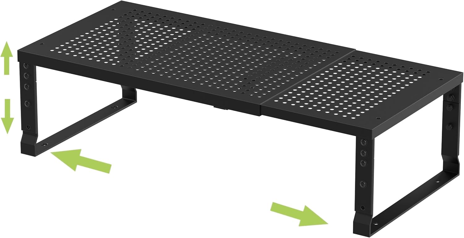 Jojocross Expandable adjustable stackable kitchen organizer, spice rack,Metal Pantry Storage Shelves Racks,Counter Shelf for Cabinets, Countertop, Cupboard(1 PACK\/LARGE\/BLACK)