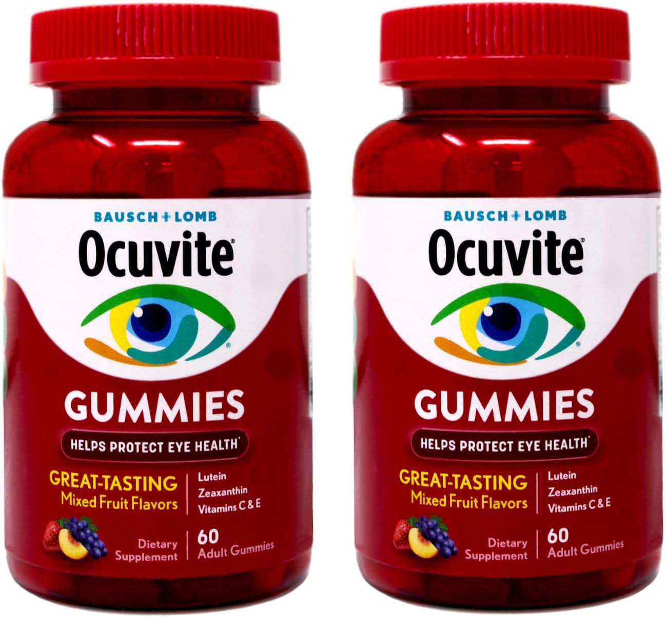 Ocuvite Eye Health Gummies, Mixed Fruit Flavors, 60 Count (Pack of 2)