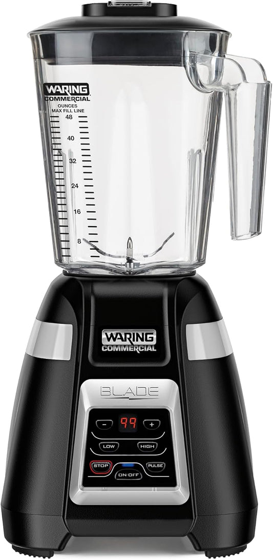 Waring Commercial BB340 Blade 1 HP Blender, 2-Speed Key Pad with Pulse and 99 Second Countdown Timer , 48 oz BPA Free Copolyster Container, 120V, 5-15 Phase Plug, Black