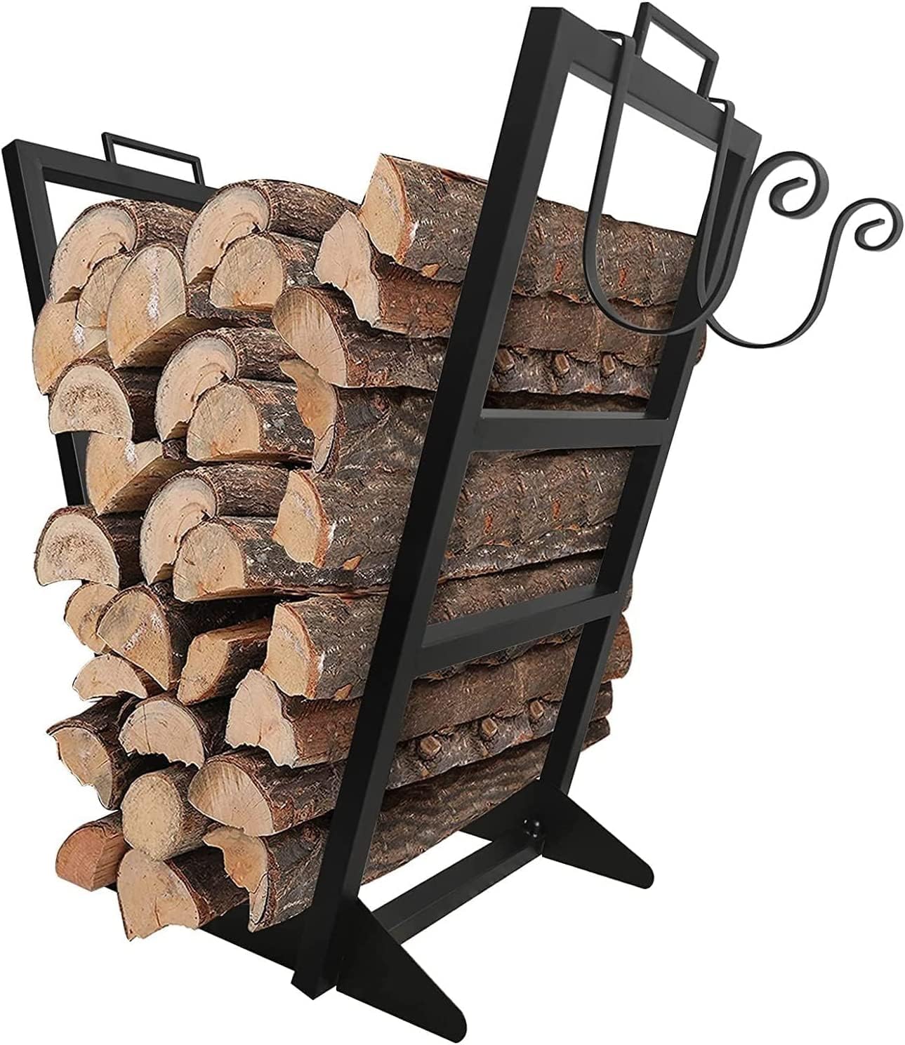 Outdoor Firewood Rack Storage Heavy Duty Steel Log Holder Wood Storage Fireplace Tools Rack for Firewood