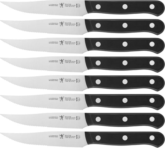 HENCKELS Solution Razor-Sharp Steak Knife Set of 8, German Engineered Informed by 100+ Years of Mastery,Black