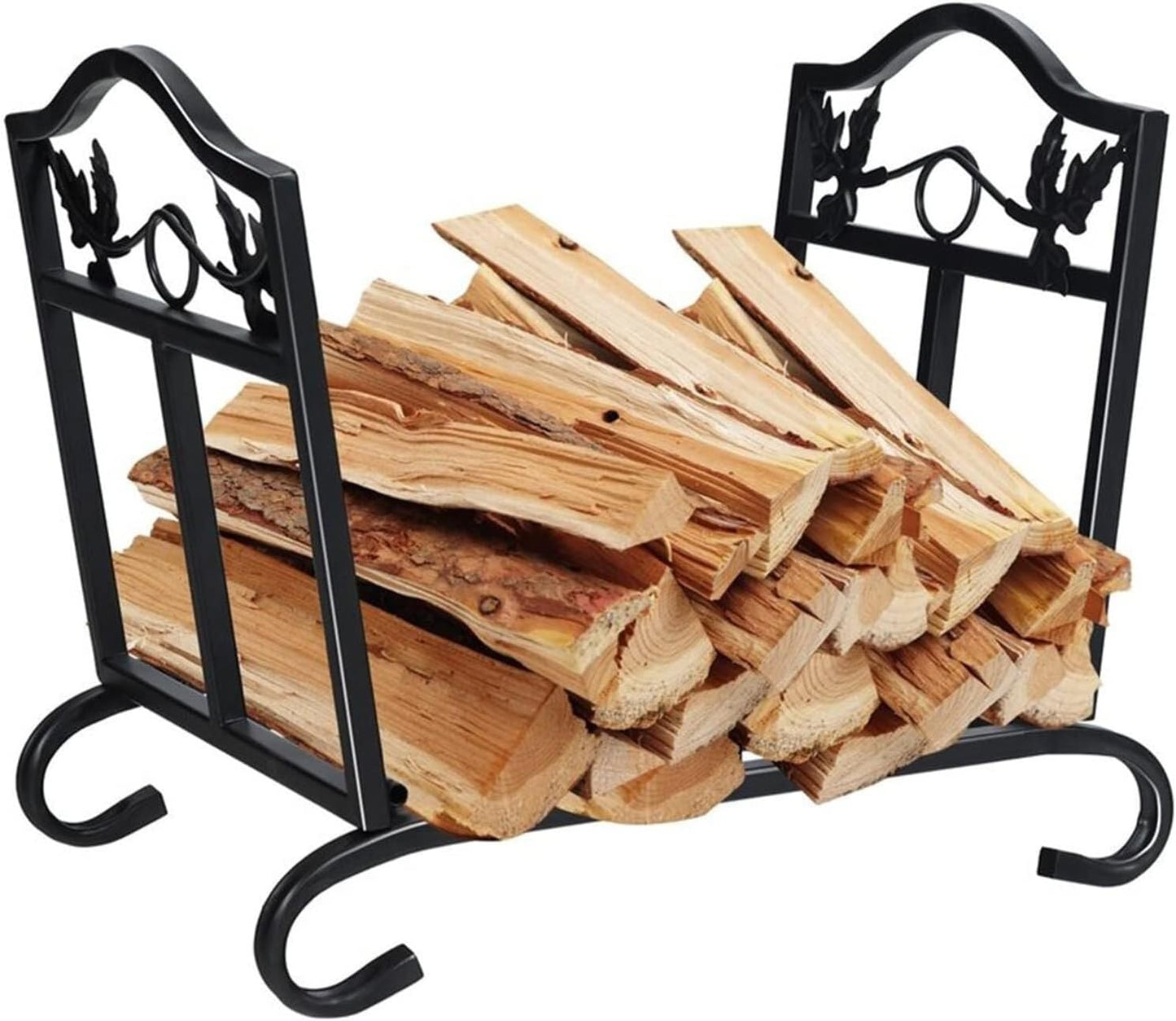Outdoor Fireplace Firewood Rack & Indoor Log Holders | Wrought Iron Firewood Holders for Efficient Wood Storage and Organization